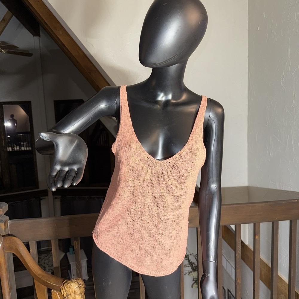 Knit Tank‎ Top From By Together Salmon Lightweight Textured Slouchy Small Boho